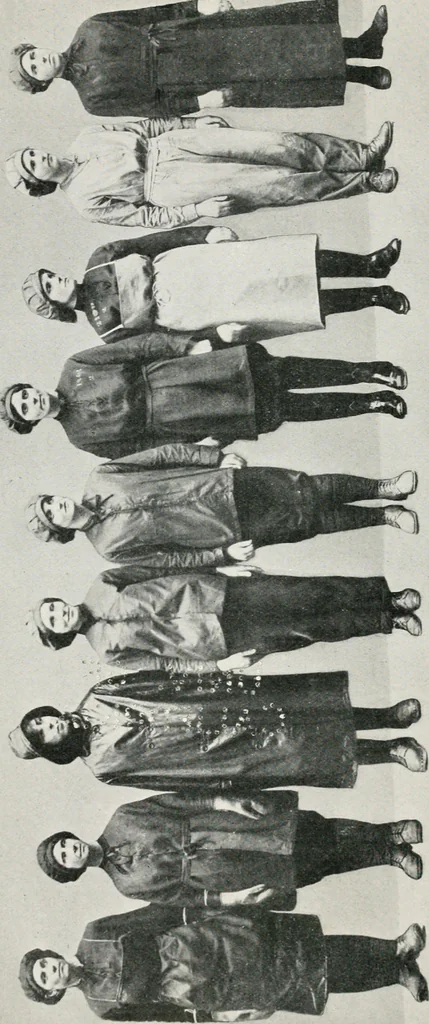An illustration from Protective clothing for women and girl workers employed in the factories and workshops, 1917, leaf 5