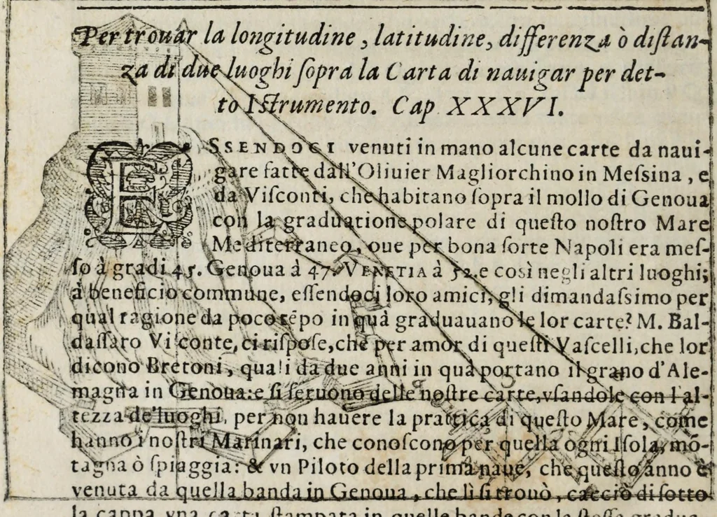 An illustration from Proteo militare di Bartolomeo Romano. Diuiso in tre libri. Nel primo si descrive la fabrica di detto proteo, & in esso nuovo istrumento, tutti gli altri istrumenti di matematica che imaginar si possano. Nel secondo, e terzo si tratta dell'vso di detto istrumento, nelquale si formano tutte le figure di geometria, e diuersi istrumenti di prospettiua, pittura, scoltura, & architettura. S'insegna ancora l'arte del navigare, e quella del guerreggiare con nuouo, e facilissimo modo, come più distintamente nella tauola si potra redere, 1595, leaf 140