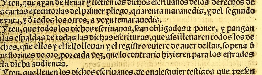 An illustration from Prouisio[n]es cedulas instruciones de su Magestad: : ordena[n]ças d[e] difu[n]tos y audie[n]cia, p[ar]a la buena expedicio[n] de los negocios, y administracio[n] d[e] justicia: y gouernacio[n] d[e]sta Nueua España: y p[ar]a el bue[n] tratamie[n]to y [con]seruacio[n] d[e] los yndios, dende el año 1525. hasta este presente de. 63, 1563, leaf 105