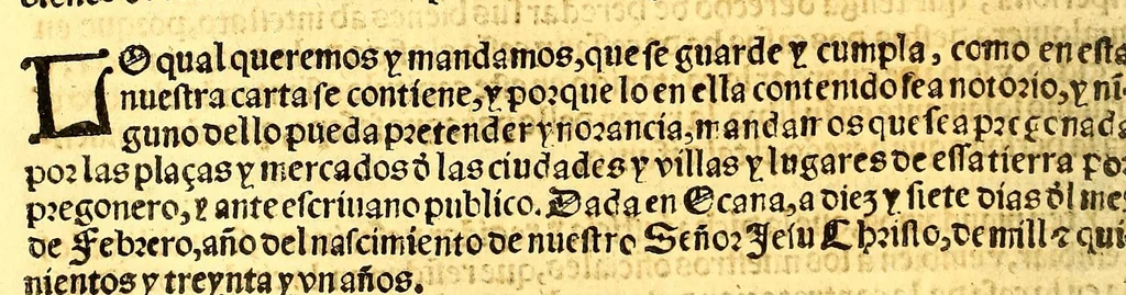 An illustration from Prouisio[n]es cedulas instruciones de su Magestad: : ordena[n]ças d[e] difu[n]tos y audie[n]cia, p[ar]a la buena expedicio[n] de los negocios, y administracio[n] d[e] justicia: y gouernacio[n] d[e]sta Nueua España: y p[ar]a el bue[n] tratamie[n]to y [con]seruacio[n] d[e] los yndios, dende el año 1525. hasta este presente de. 63, 1563, leaf 156