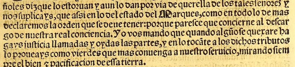 An illustration from Prouisio[n]es cedulas instruciones de su Magestad: : ordena[n]ças d[e] difu[n]tos y audie[n]cia, p[ar]a la buena expedicio[n] de los negocios, y administracio[n] d[e] justicia: y gouernacio[n] d[e]sta Nueua España: y p[ar]a el bue[n] tratamie[n]to y [con]seruacio[n] d[e] los yndios, dende el año 1525. hasta este presente de. 63, 1563, leaf 177