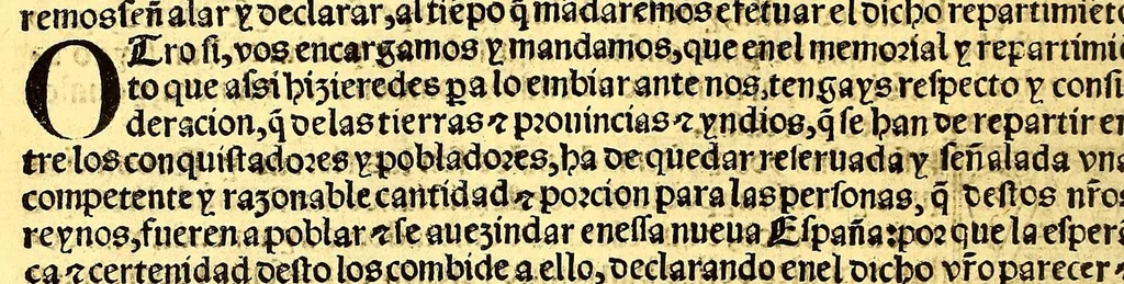 An illustration from Prouisio[n]es cedulas instruciones de su Magestad: : ordena[n]ças d[e] difu[n]tos y audie[n]cia, p[ar]a la buena expedicio[n] de los negocios, y administracio[n] d[e] justicia: y gouernacio[n] d[e]sta Nueua España: y p[ar]a el bue[n] tratamie[n]to y [con]seruacio[n] d[e] los yndios, dende el año 1525. hasta este presente de. 63, 1563, leaf 24