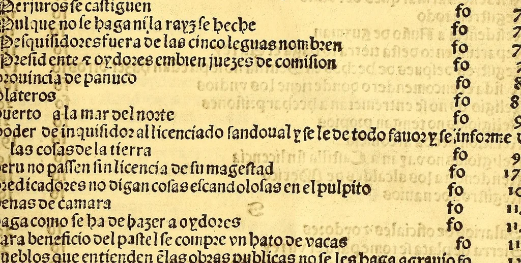 An illustration from Prouisio[n]es cedulas instruciones de su Magestad: : ordena[n]ças d[e] difu[n]tos y audie[n]cia, p[ar]a la buena expedicio[n] de los negocios, y administracio[n] d[e] justicia: y gouernacio[n] d[e]sta Nueua España: y p[ar]a el bue[n] tratamie[n]to y [con]seruacio[n] d[e] los yndios, dende el año 1525. hasta este presente de. 63, 1563, leaf 441