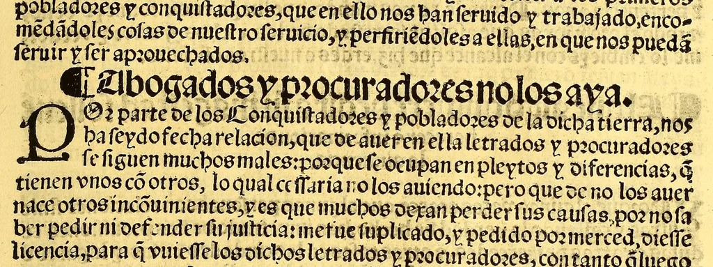 An illustration from Prouisio[n]es cedulas instruciones de su Magestad: : ordena[n]ças d[e] difu[n]tos y audie[n]cia, p[ar]a la buena expedicio[n] de los negocios, y administracio[n] d[e] justicia: y gouernacio[n] d[e]sta Nueua España: y p[ar]a el bue[n] tratamie[n]to y [con]seruacio[n] d[e] los yndios, dende el año 1525. hasta este presente de. 63, 1563, leaf 57