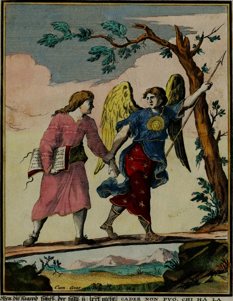 An illustration from Proverbii verificati : per l'esperienza cotidiana : come li megliori e più piacevoli informatori di massime salutifere : in 25 stampe leggiadre et espicationi dé versi, al profito d'ogni uno = Durch di tägliche Erfahrung beglaubt gemachte Sprich Wörter ..., 1718, leaf 14