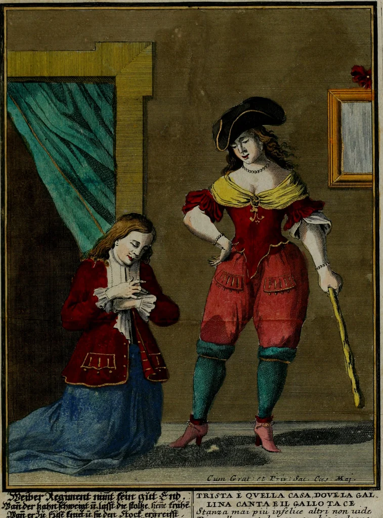 An illustration from Proverbii verificati : per l'esperienza cotidiana : come li megliori e più piacevoli informatori di massime salutifere : in 25 stampe leggiadre et espicationi dé versi, al profito d'ogni uno = Durch di tägliche Erfahrung beglaubt gemachte Sprich Wörter ..., 1718, leaf 22