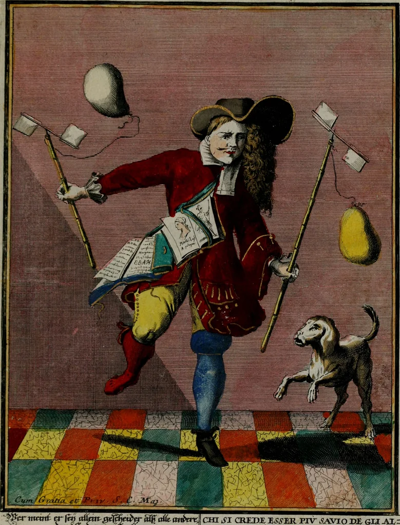 An illustration from Proverbii verificati : per l'esperienza cotidiana : come li megliori e più piacevoli informatori di massime salutifere : in 25 stampe leggiadre et espicationi dé versi, al profito d'ogni uno = Durch di tägliche Erfahrung beglaubt gemachte Sprich Wörter ..., 1718, leaf 24