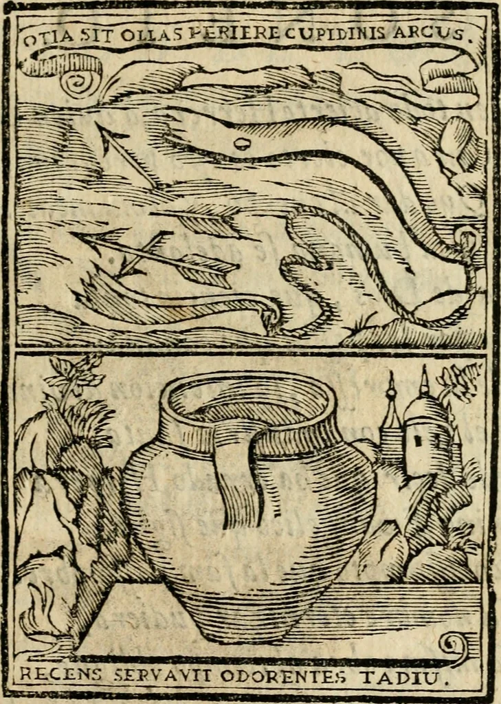 An illustration from Proverbios morales, y consejos christianos : muy provechosos para concierto, y espejo de vida, adornados de lugares, y textos de las divinas, y humanas letras : y enigmas philosoficas, naturales, y morales, con sus comentos : adornadas con trece emblemas y sus estampas mui curiosas, apropriadas à sus assuntos, 1733, leaf 44