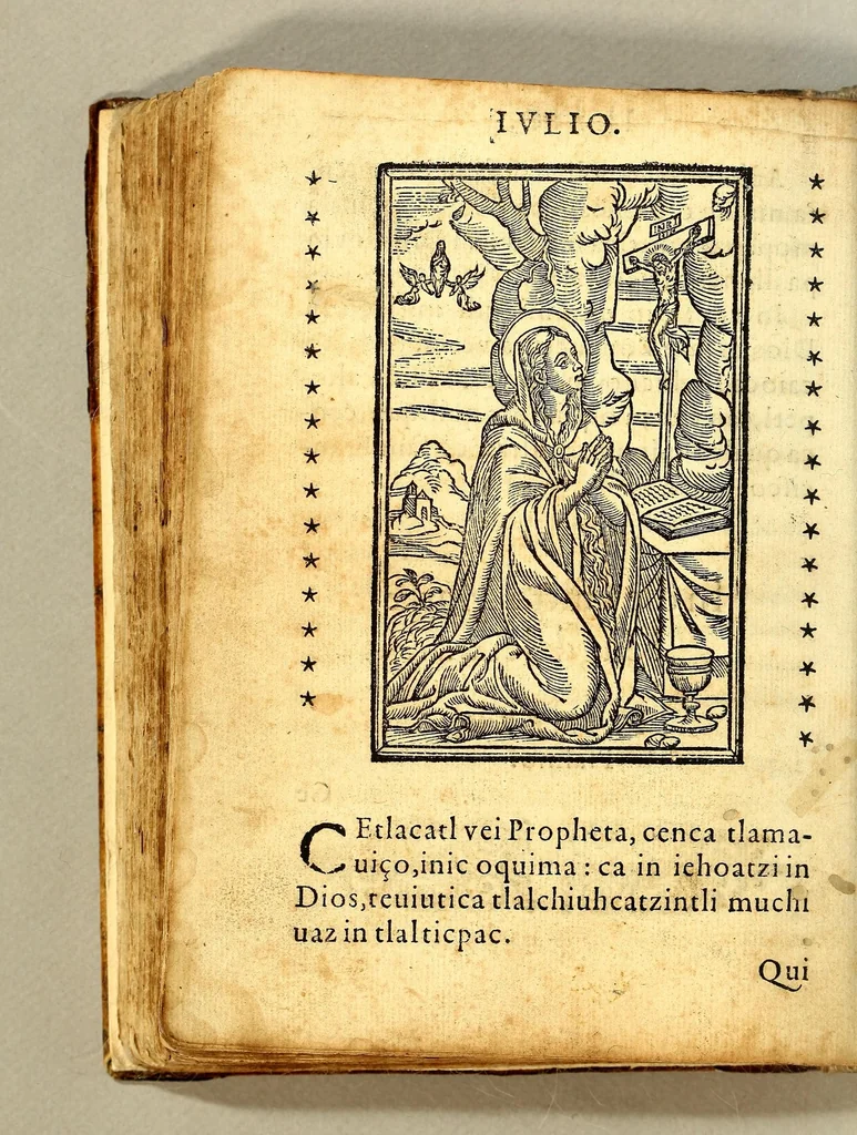 An illustration from Psalmodia christiana, y sermonario de los sanctos del año, en langua mexicana:, 1583, leaf 246