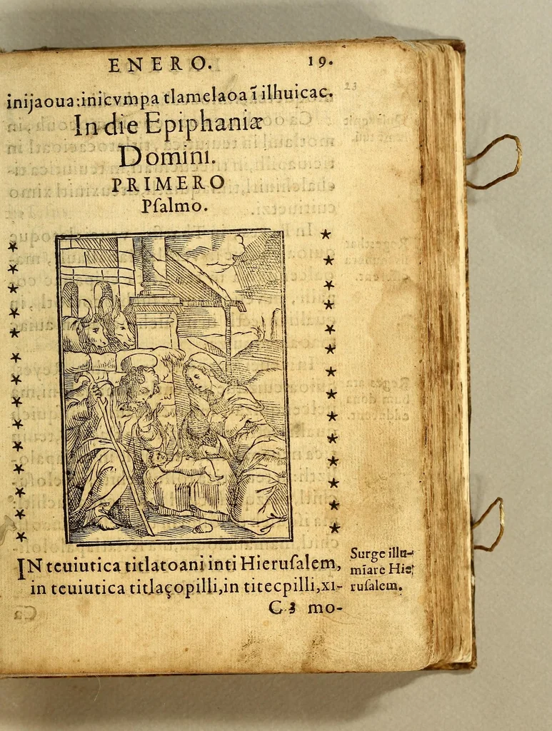 An illustration from Psalmodia christiana, y sermonario de los sanctos del año, en langua mexicana:, 1583, leaf 49