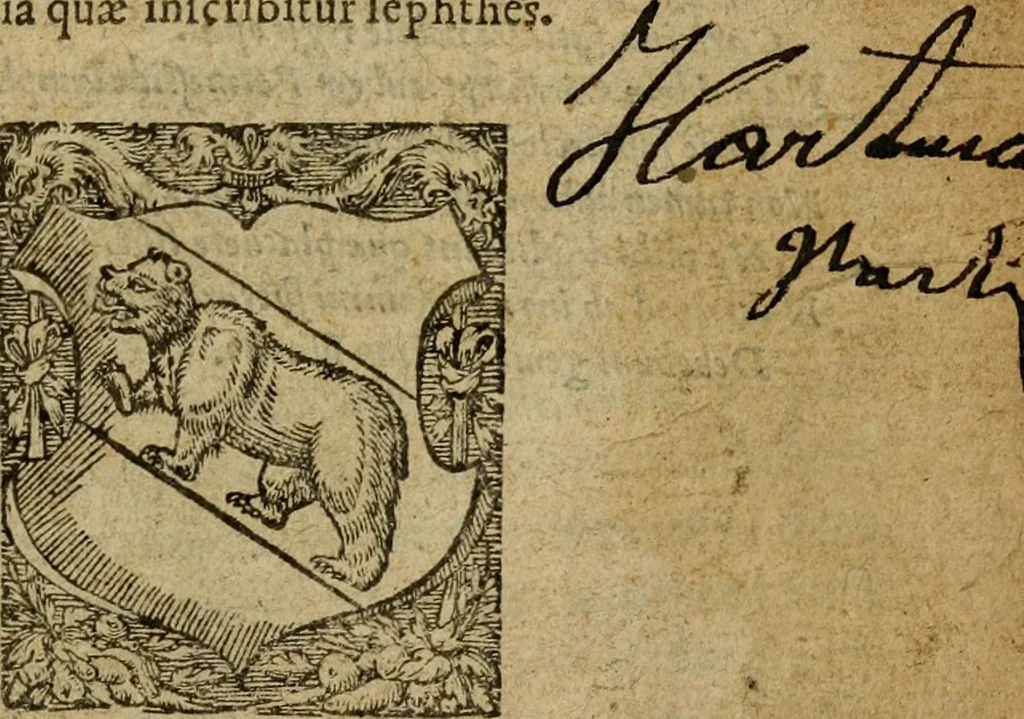 An illustration from Psalmorvm sacrovm Davisis libri qvinqve dvplici poetica metaphrasi, altera alteri è regione oposita varion carminum genere Latinè expressi Theodoro Beza Vezeloi, & Georgio Buchanao Scoto autoribus. Qui rursus, adiunctis quaruordecim canticis, ex utriusque testamenti libris excerptis, argumentis & paraphrasi per ipsum Th. Bezam Vezelium illustrantur. Eivsdem Bvchanani tragoedia quae inscribitur Iephthes, 1581, leaf 4