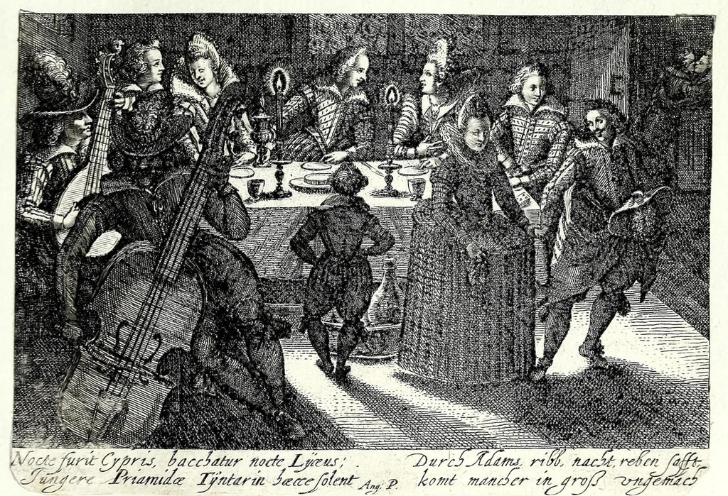 An illustration from Pugillus facetiarum iconographicaru[m] in studiosorum potissimum gratiam ex propijs eorundem albis desumptarum et iam primum hac forma editarum = Allerhand kurtzweilige Stücklein, allen Studenten furnemblich zu lieb auss ihren eigenen Stammbüchern zusamen gelesen und in dise Form gebracht zu Strasburg, 1618, leaf 11