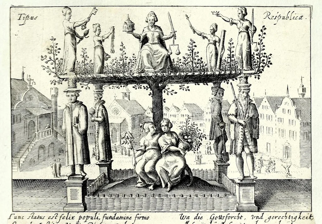 An illustration from Pugillus facetiarum iconographicaru[m] in studiosorum potissimum gratiam ex propijs eorundem albis desumptarum et iam primum hac forma editarum = Allerhand kurtzweilige Stücklein, allen Studenten furnemblich zu lieb auss ihren eigenen Stammbüchern zusamen gelesen und in dise Form gebracht zu Strasburg, 1618, leaf 21