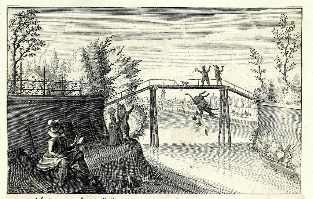 An illustration from Pugillus facetiarum iconographicaru[m] in studiosorum potissimum gratiam ex propijs eorundem albis desumptarum et iam primum hac forma editarum = Allerhand kurtzweilige Stücklein, allen Studenten furnemblich zu lieb auss ihren eigenen Stammbüchern zusamen gelesen und in dise Form gebracht zu Strasburg, 1618, leaf 25