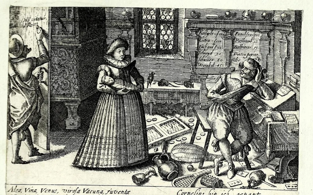 An illustration from Pugillus facetiarum iconographicaru[m] in studiosorum potissimum gratiam ex propijs eorundem albis desumptarum et iam primum hac forma editarum = Allerhand kurtzweilige Stücklein, allen Studenten furnemblich zu lieb auss ihren eigenen Stammbüchern zusamen gelesen und in dise Form gebracht zu Strasburg, 1618, leaf 33