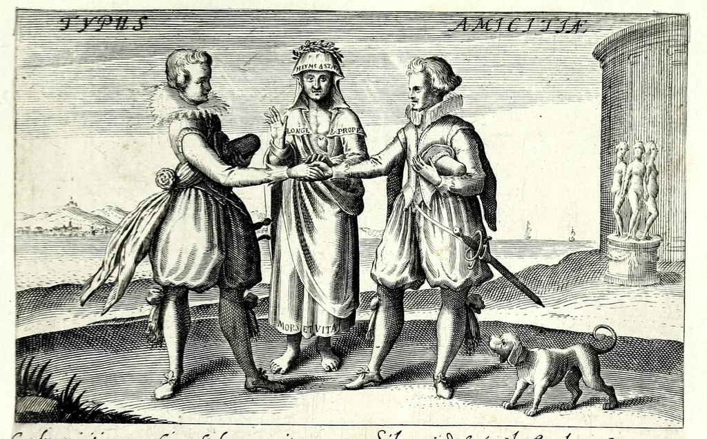 An illustration from Pugillus facetiarum iconographicaru[m] in studiosorum potissimum gratiam ex propijs eorundem albis desumptarum et iam primum hac forma editarum = Allerhand kurtzweilige Stücklein, allen Studenten furnemblich zu lieb auss ihren eigenen Stammbüchern zusamen gelesen und in dise Form gebracht zu Strasburg, 1618, leaf 37