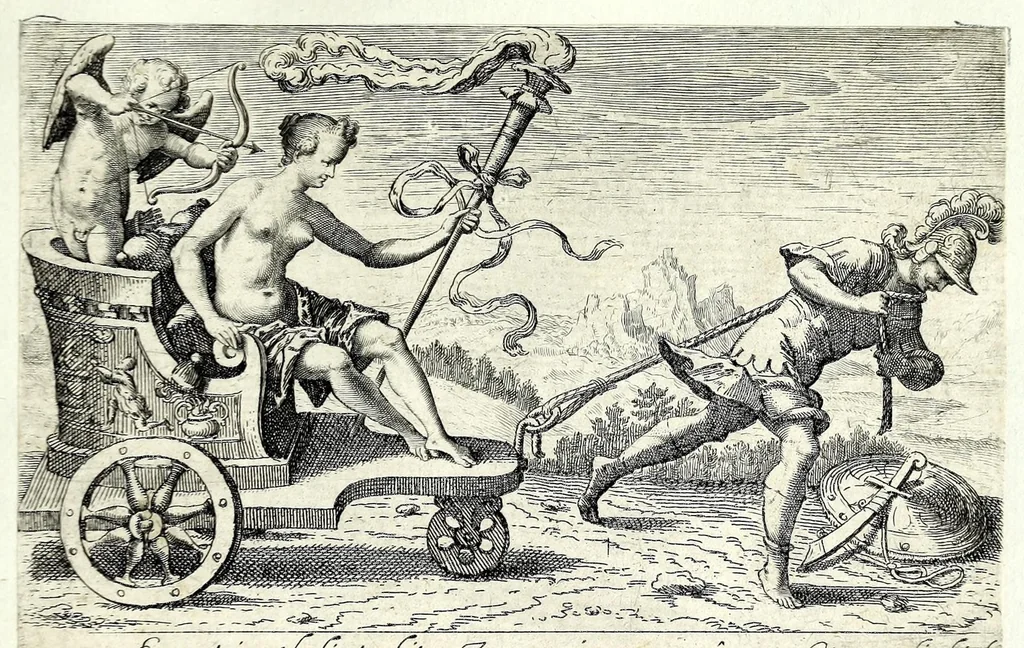 An illustration from Pugillus facetiarum iconographicaru[m] in studiosorum potissimum gratiam ex propijs eorundem albis desumptarum et iam primum hac forma editarum = Allerhand kurtzweilige Stücklein, allen Studenten furnemblich zu lieb auss ihren eigenen Stammbüchern zusamen gelesen und in dise Form gebracht zu Strasburg, 1618, leaf 47
