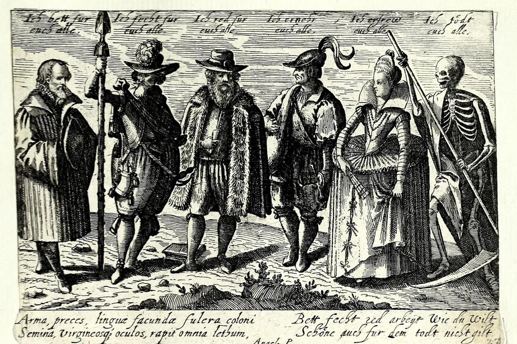 An illustration from Pugillus facetiarum iconographicaru[m] in studiosorum potissimum gratiam ex propijs eorundem albis desumptarum et iam primum hac forma editarum = Allerhand kurtzweilige Stücklein, allen Studenten furnemblich zu lieb auss ihren eigenen Stammbüchern zusamen gelesen und in dise Form gebracht zu Strasburg, 1618, leaf 49