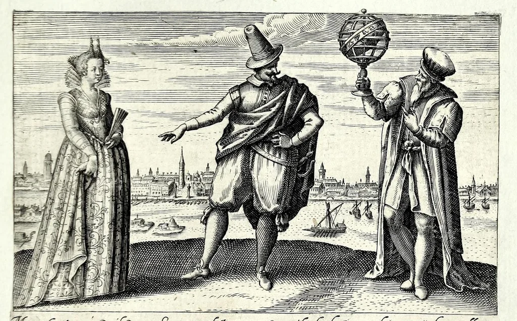 An illustration from Pugillus facetiarum iconographicaru[m] in studiosorum potissimum gratiam ex propijs eorundem albis desumptarum et iam primum hac forma editarum = Allerhand kurtzweilige Stücklein, allen Studenten furnemblich zu lieb auss ihren eigenen Stammbüchern zusamen gelesen und in dise Form gebracht zu Strasburg, 1618, leaf 55