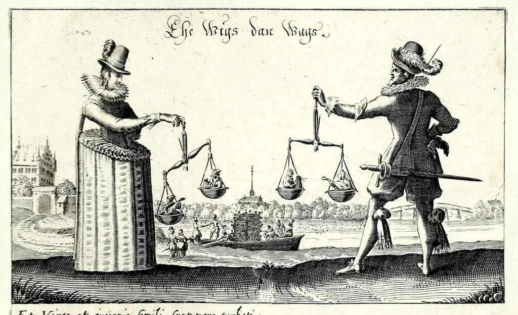 An illustration from Pugillus facetiarum iconographicaru[m] in studiosorum potissimum gratiam ex propijs eorundem albis desumptarum et iam primum hac forma editarum = Allerhand kurtzweilige Stücklein, allen Studenten furnemblich zu lieb auss ihren eigenen Stammbüchern zusamen gelesen und in dise Form gebracht zu Strasburg, 1618, leaf 63