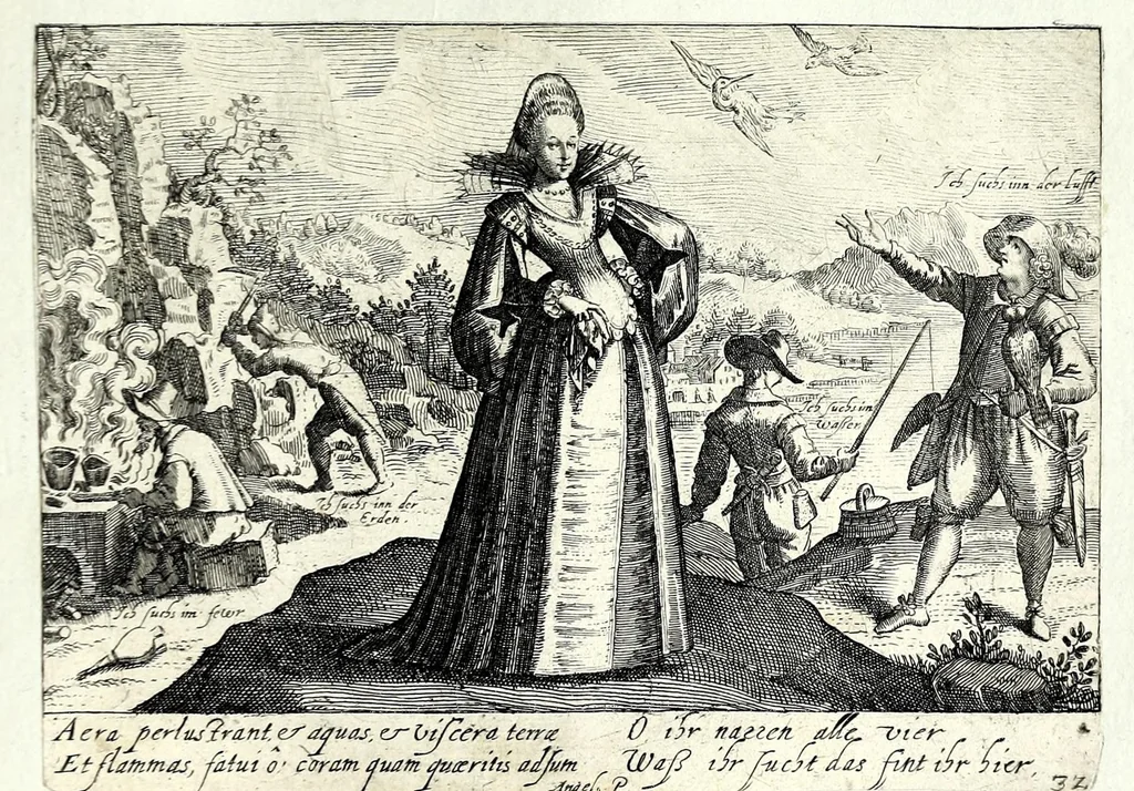 An illustration from Pugillus facetiarum iconographicaru[m] in studiosorum potissimum gratiam ex propijs eorundem albis desumptarum et iam primum hac forma editarum = Allerhand kurtzweilige Stücklein, allen Studenten furnemblich zu lieb auss ihren eigenen Stammbüchern zusamen gelesen und in dise Form gebracht zu Strasburg, 1618, leaf 69