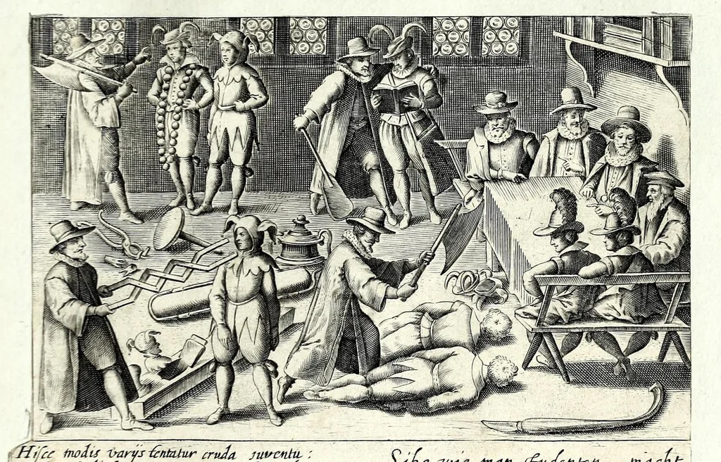 An illustration from Pugillus facetiarum iconographicaru[m] in studiosorum potissimum gratiam ex propijs eorundem albis desumptarum et iam primum hac forma editarum = Allerhand kurtzweilige Stücklein, allen Studenten furnemblich zu lieb auss ihren eigenen Stammbüchern zusamen gelesen und in dise Form gebracht zu Strasburg, 1618, leaf 7