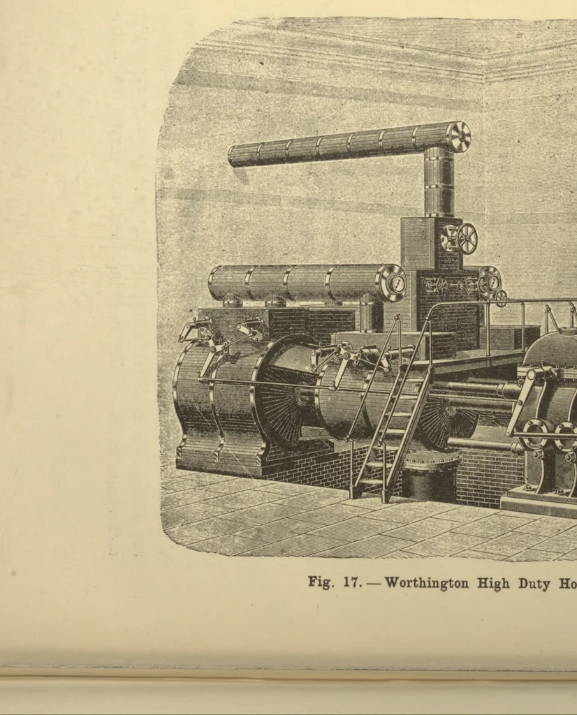 An illustration from Pumping engines for water works, 1907, leaf 135