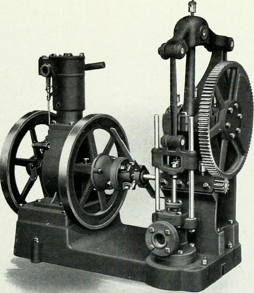 An illustration from Pumping machinery : for operation by any power : single and double acting triplex pumps for various services, deep well power working heads, artesian well cylinders, rotary and centrifugal pumps manufactured by the Deming Company, Salem, Ohio, U.S.A, 1915, leaf 102