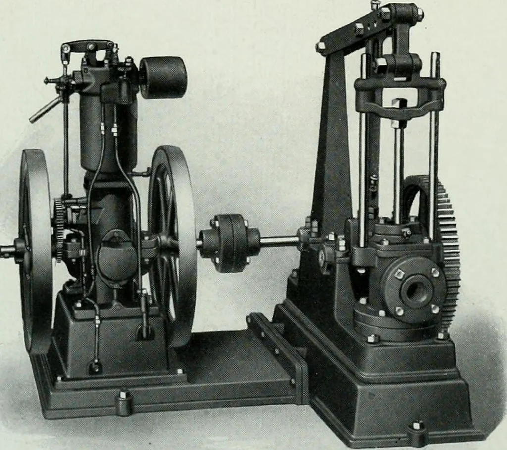 An illustration from Pumping machinery : for operation by any power : single and double acting triplex pumps for various services, deep well power working heads, artesian well cylinders, rotary and centrifugal pumps manufactured by the Deming Company, Salem, Ohio, U.S.A, 1915, leaf 105