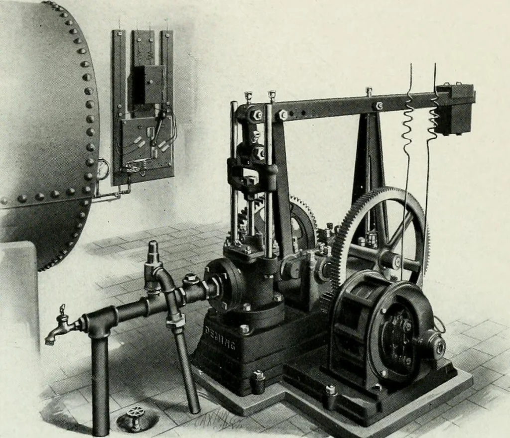 An illustration from Pumping machinery : for operation by any power : single and double acting triplex pumps for various services, deep well power working heads, artesian well cylinders, rotary and centrifugal pumps manufactured by the Deming Company, Salem, Ohio, U.S.A, 1915, leaf 107