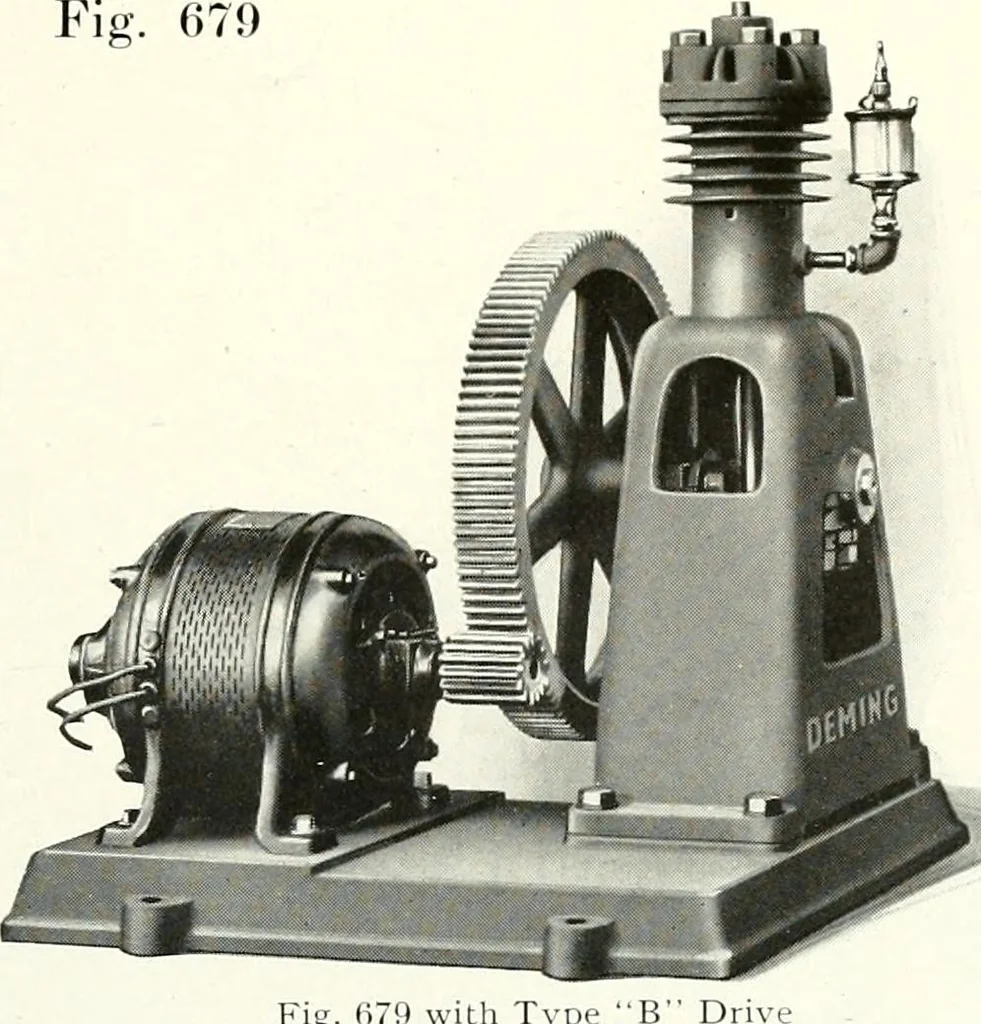 An illustration from Pumping machinery : for operation by any power : single and double acting triplex pumps for various services, deep well power working heads, artesian well cylinders, rotary and centrifugal pumps manufactured by the Deming Company, Salem, Ohio, U.S.A, 1915, leaf 118