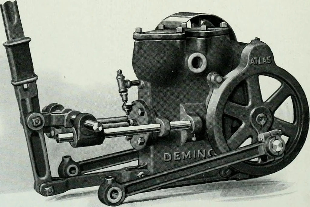 An illustration from Pumping machinery : for operation by any power : single and double acting triplex pumps for various services, deep well power working heads, artesian well cylinders, rotary and centrifugal pumps manufactured by the Deming Company, Salem, Ohio, U.S.A, 1915, leaf 119