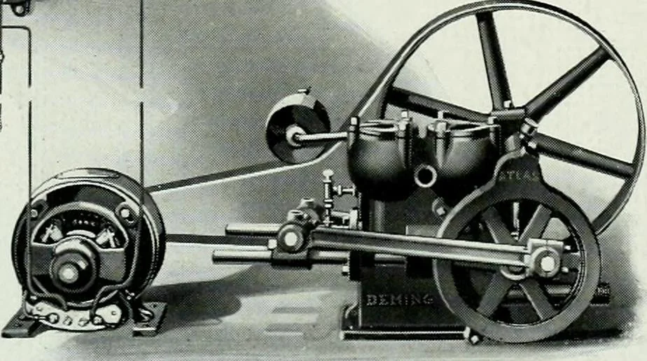 An illustration from Pumping machinery : for operation by any power : single and double acting triplex pumps for various services, deep well power working heads, artesian well cylinders, rotary and centrifugal pumps manufactured by the Deming Company, Salem, Ohio, U.S.A, 1915, leaf 121
