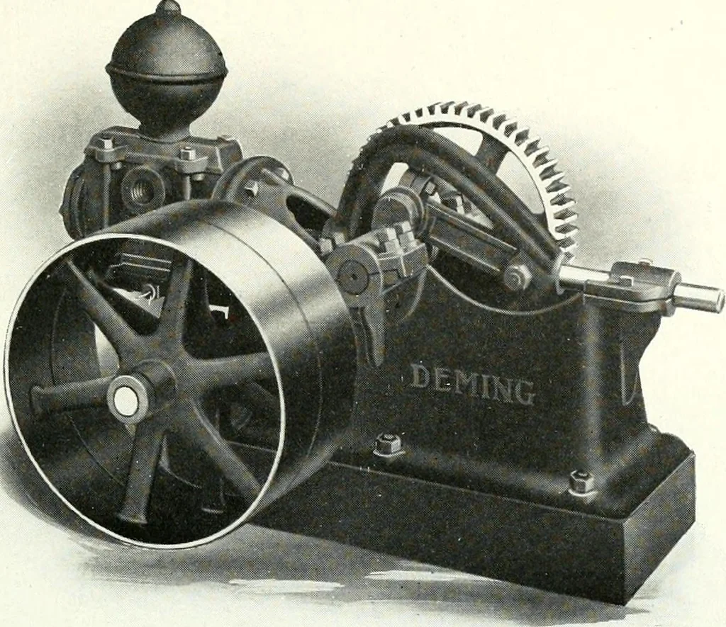 An illustration from Pumping machinery : for operation by any power : single and double acting triplex pumps for various services, deep well power working heads, artesian well cylinders, rotary and centrifugal pumps manufactured by the Deming Company, Salem, Ohio, U.S.A, 1915, leaf 124