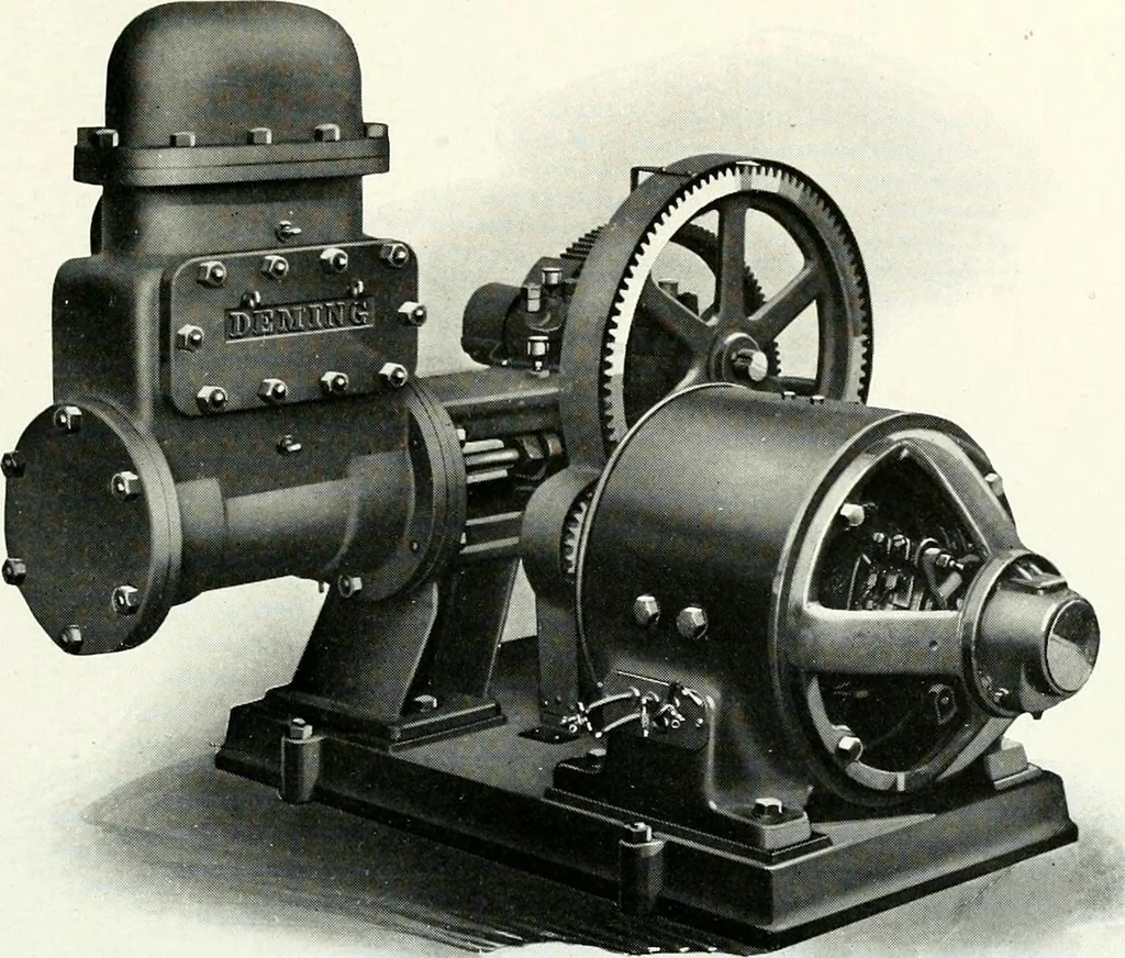 An illustration from Pumping machinery : for operation by any power : single and double acting triplex pumps for various services, deep well power working heads, artesian well cylinders, rotary and centrifugal pumps manufactured by the Deming Company, Salem, Ohio, U.S.A, 1915, leaf 128