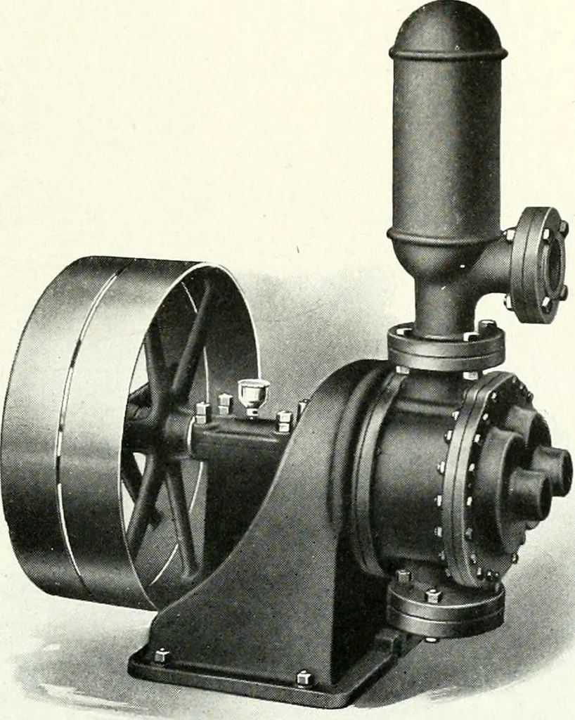 An illustration from Pumping machinery : for operation by any power : single and double acting triplex pumps for various services, deep well power working heads, artesian well cylinders, rotary and centrifugal pumps manufactured by the Deming Company, Salem, Ohio, U.S.A, 1915, leaf 136