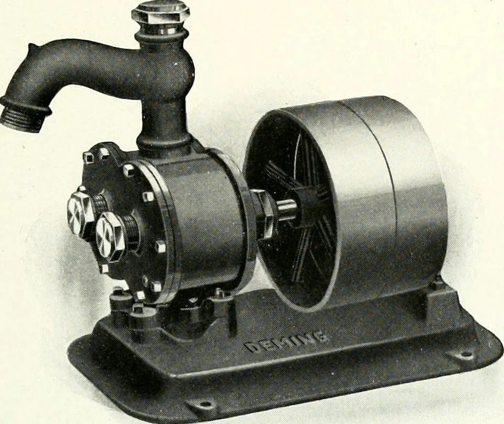 An illustration from Pumping machinery : for operation by any power : single and double acting triplex pumps for various services, deep well power working heads, artesian well cylinders, rotary and centrifugal pumps manufactured by the Deming Company, Salem, Ohio, U.S.A, 1915, leaf 138