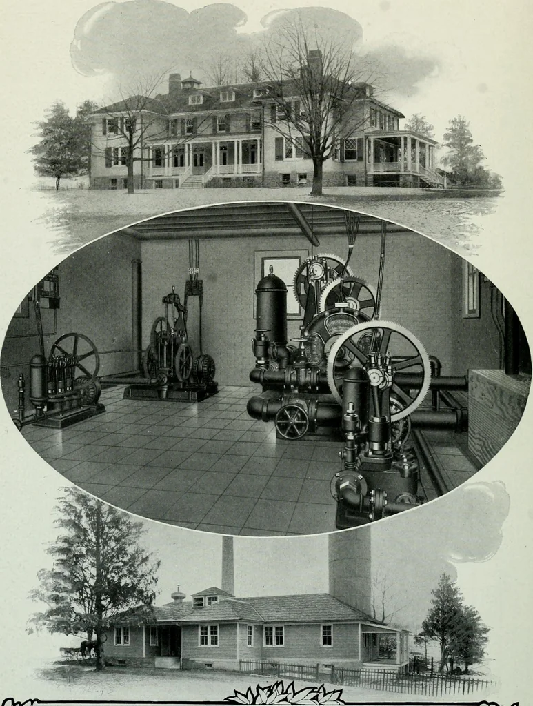 An illustration from Pumping machinery : for operation by any power : single and double acting triplex pumps for various services, deep well power working heads, artesian well cylinders, rotary and centrifugal pumps manufactured by the Deming Company, Salem, Ohio, U.S.A, 1915, leaf 173
