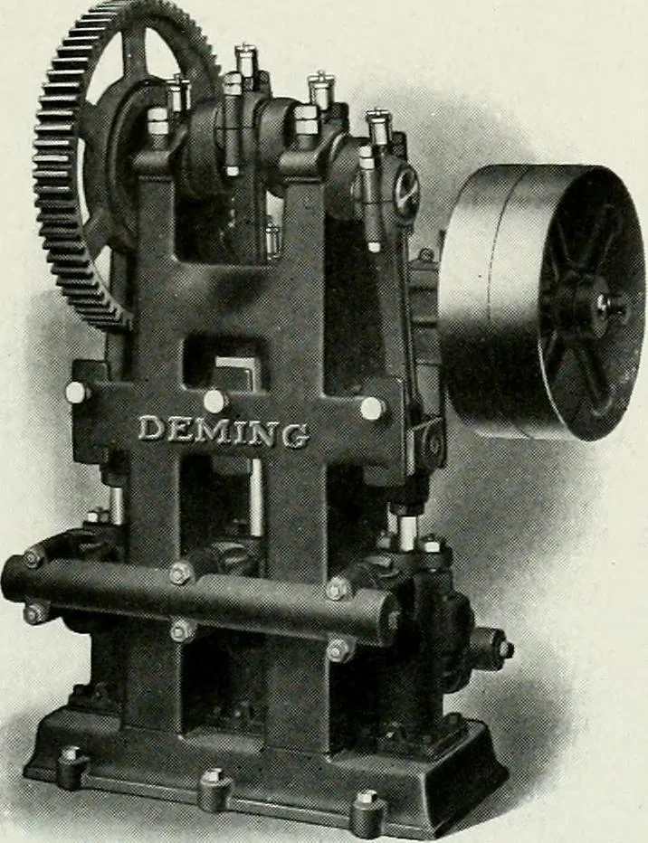 An illustration from Pumping machinery : for operation by any power : single and double acting triplex pumps for various services, deep well power working heads, artesian well cylinders, rotary and centrifugal pumps manufactured by the Deming Company, Salem, Ohio, U.S.A, 1915, leaf 37
