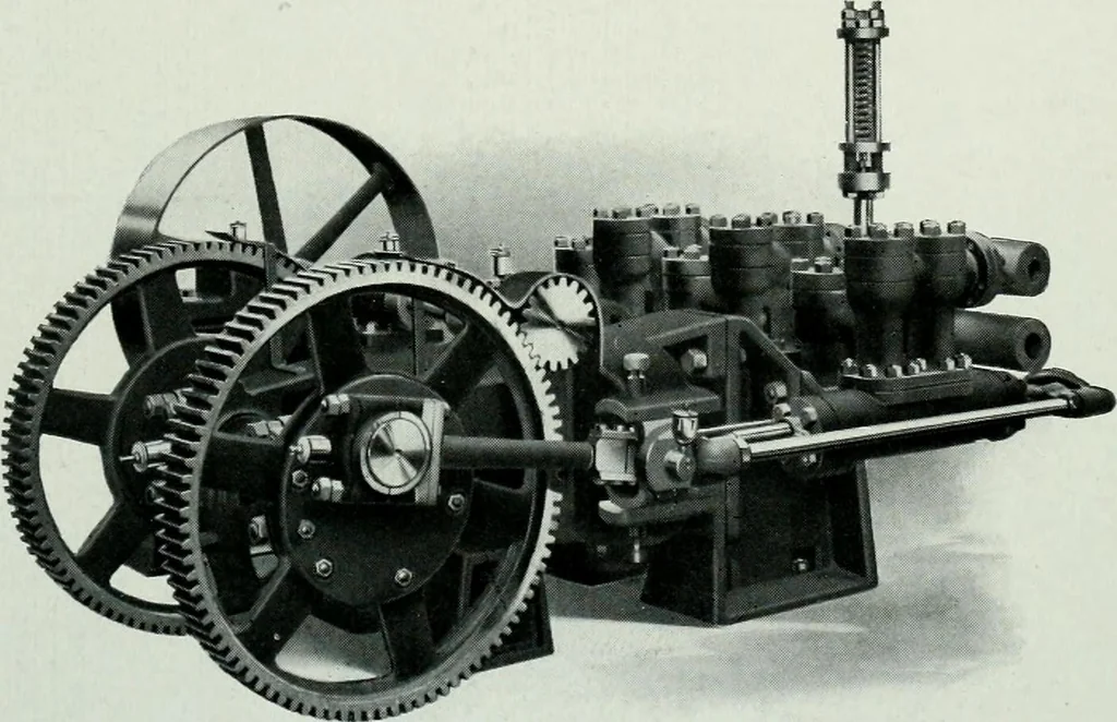 An illustration from Pumping machinery : for operation by any power : single and double acting triplex pumps for various services, deep well power working heads, artesian well cylinders, rotary and centrifugal pumps manufactured by the Deming Company, Salem, Ohio, U.S.A, 1915, leaf 39
