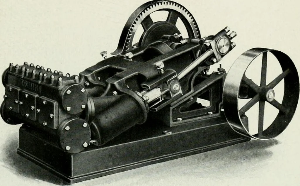 An illustration from Pumping machinery : for operation by any power : single and double acting triplex pumps for various services, deep well power working heads, artesian well cylinders, rotary and centrifugal pumps manufactured by the Deming Company, Salem, Ohio, U.S.A, 1915, leaf 41