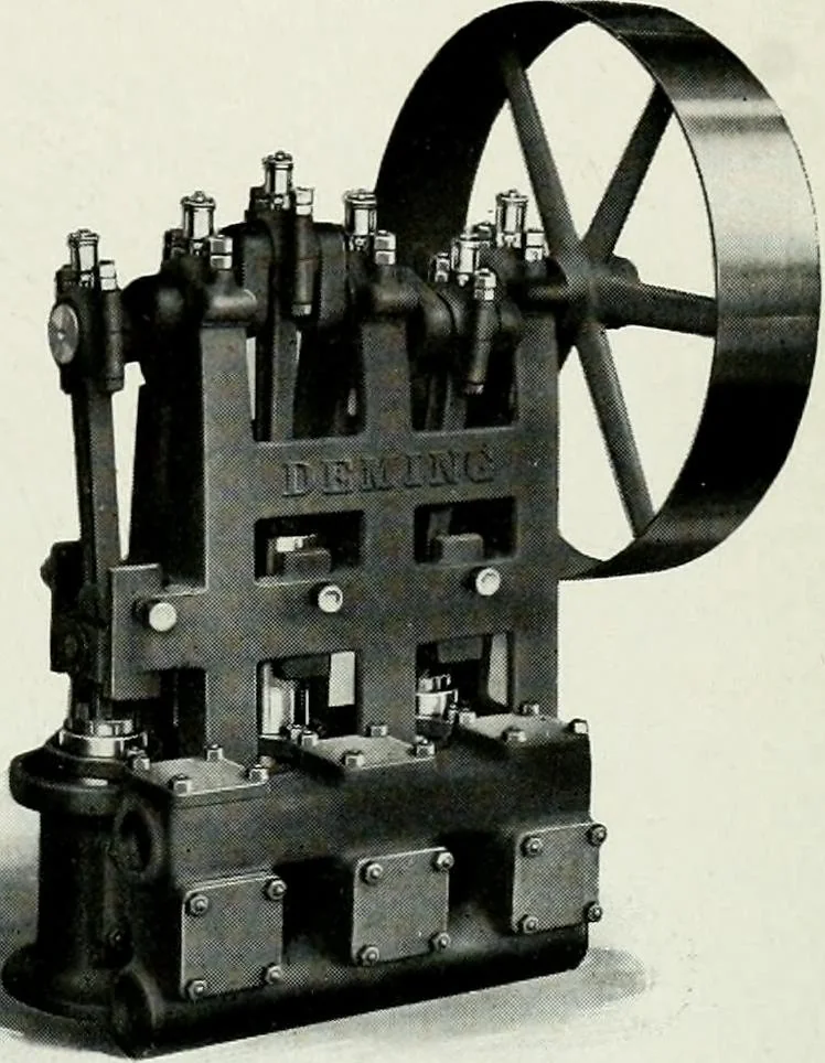 An illustration from Pumping machinery : for operation by any power : single and double acting triplex pumps for various services, deep well power working heads, artesian well cylinders, rotary and centrifugal pumps manufactured by the Deming Company, Salem, Ohio, U.S.A, 1915, leaf 45