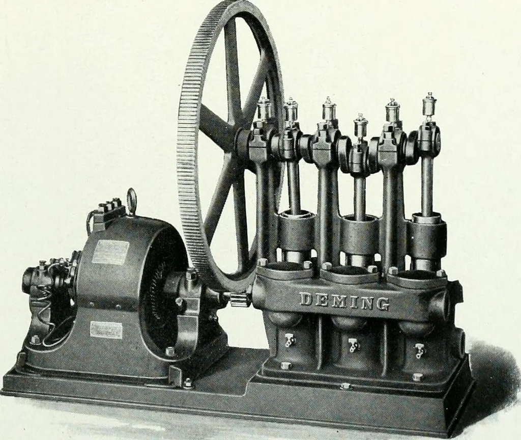 An illustration from Pumping machinery : for operation by any power : single and double acting triplex pumps for various services, deep well power working heads, artesian well cylinders, rotary and centrifugal pumps manufactured by the Deming Company, Salem, Ohio, U.S.A, 1915, leaf 52