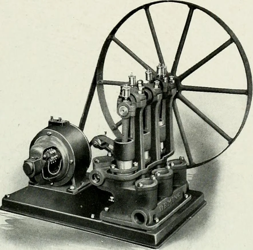 An illustration from Pumping machinery : for operation by any power : single and double acting triplex pumps for various services, deep well power working heads, artesian well cylinders, rotary and centrifugal pumps manufactured by the Deming Company, Salem, Ohio, U.S.A, 1915, leaf 53