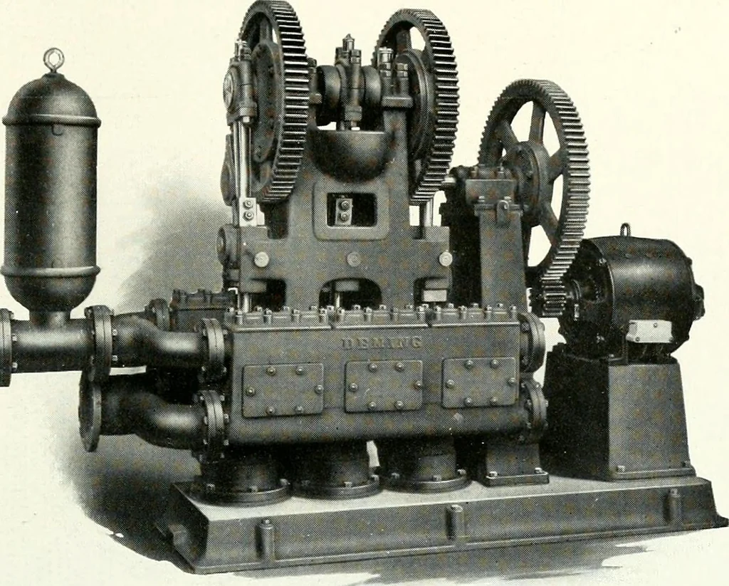 An illustration from Pumping machinery : for operation by any power : single and double acting triplex pumps for various services, deep well power working heads, artesian well cylinders, rotary and centrifugal pumps manufactured by the Deming Company, Salem, Ohio, U.S.A, 1915, leaf 60