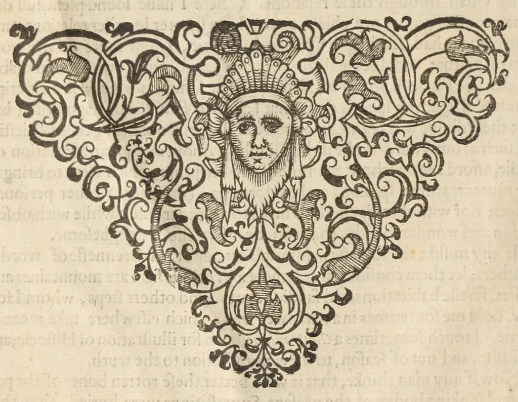 An illustration from Purchas his pilgrimage, or, Relations of the world and the religions observed in all ages and places discouered, from the creation vnto this present : in foure partes : this first containeth a theologicall and geographicall historie of Asia, Africa, and America, with the ilands adiacent : declaring the ancient religions before the floud, the heathnish, Jewish, and Saracenicall in all ages since ... with briefe descriptions of the countries, nations, states, discoueries, priuate and publike customes, and the most remarkable rarities of nature, or humane industrie, in the same, 1613, leaf 16