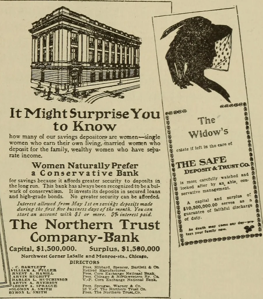 An illustration from Pushing your business, a text-book of advertising, giving practical advice on advertising, for banks, trust companies, investment brokers, real estate dealers, 1909, leaf 64