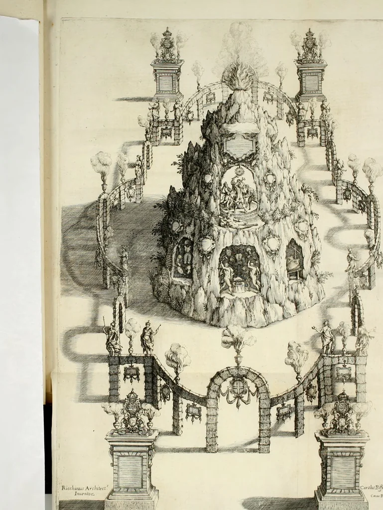 An illustration from Racconto delle pvbliche allegrezze fatte dalla citta di Milano alli iv. febraro MDCXXX. per la felice nascita del sereniss. primogenito di Spagna Baldasar Carlo Dominico, 1630, leaf 17