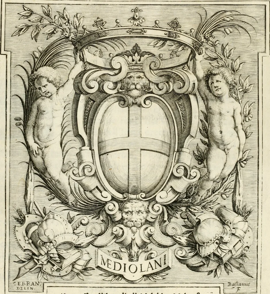 An illustration from Racconto delle pvbliche allegrezze fatte dalla citta di Milano alli iv. febraro MDCXXX. per la felice nascita del sereniss. primogenito di Spagna Baldasar Carlo Dominico, 1630, leaf 8