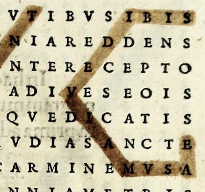 An illustration from Pvblilii Optatiani Porphyrii Panegyricvs dictvs Constantino Avgvsto. Ex codice manuscripto Pavlli Velseri, patricij Aug. Vind, 1595, leaf 39